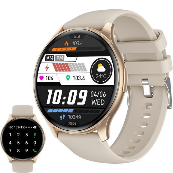 Smart watch with touch screen (Answer/Make Call),smart watch for women with voice assistant and message reminder,multi-sport mode and IP67 waterproof,Gold