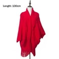thumbnail image 2 of Poncho tipo chal abierto con parte delantera cálida para mujer, capa con bloques de color, cárdigan de invierno, ponchos para mujer, 2 of 6