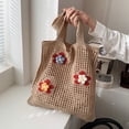 thumbnail image 4 of Bolsas De Hombro Bolso de axila para mujer Bolsos de malla hueca con flor tridimensional (caqui) Likrtyny Para Estrenar, 4 of 9
