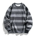 thumbnail image 4 of khonts Clearance,Men's Stripped Color Blocking Oversized T Shirts Loose Fit Long Sleeve Casual Tee Shirts Trendy Crew Neck Tops Grey S, 4 of 4