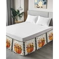 thumbnail image 4 of Thanksgiving Bed Skirt Fall Pumpkin Sunflowers Black White Plaid Bed Skirts California King Size 18 Inch Drop, Wrap Around Dust Ruffle&nbsp;Bedskirt with Adjustable Elastic Belt for Queen Size Beds, 4 of 7