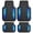 Black/Blue, variant on Motor Trend ChromeTech Car Floor Mats Full Set - Durable Rubber Floor Mats for Cars with Two Tone Accent, All Weather Interior Protection for Front and Rear with Non-Slip Backing, Black & Pink