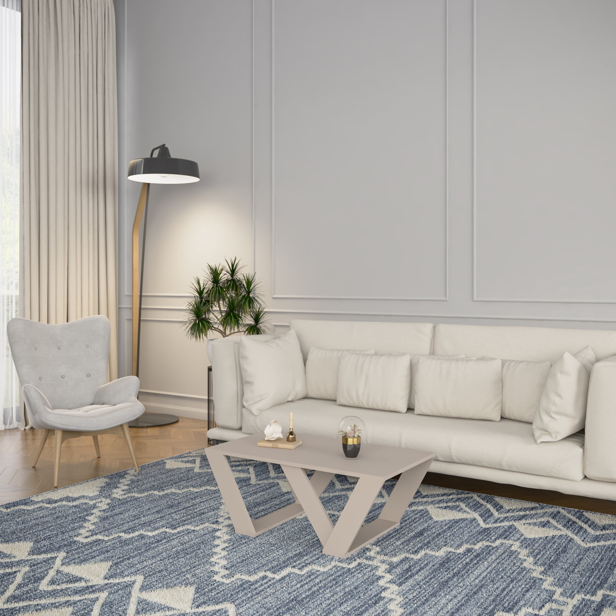 Ada Home Decor Cole Modern Coffee Table, Light Mocha