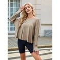 thumbnail image 5 of Women'S Long Sleeve Solid Color Loose - Fit Casual Yoga Top - Soft, Breathable for Yoga Khaki XL, 5 of 8