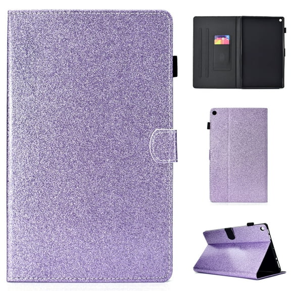 Fire HD 10 2017/2015 7th/5th Generation Case, Allytech PU Leather Glitter Bling Full Protective Auto Sleep Wake Protective Folio Stand Shockproof Wallet Cover for Amazon Kindle Fire HD 10, Purple