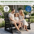 thumbnail image 5 of HIPS Patio Glider with Cup Holders, Durable Poly Lumber Material, All-Weather Resistant, High Backrest and Deep Contoured Seat, Ladder Back, Heavy Duty 900 LB, for Outdoor, Patio (Black, 3-Seat), 5 of 6