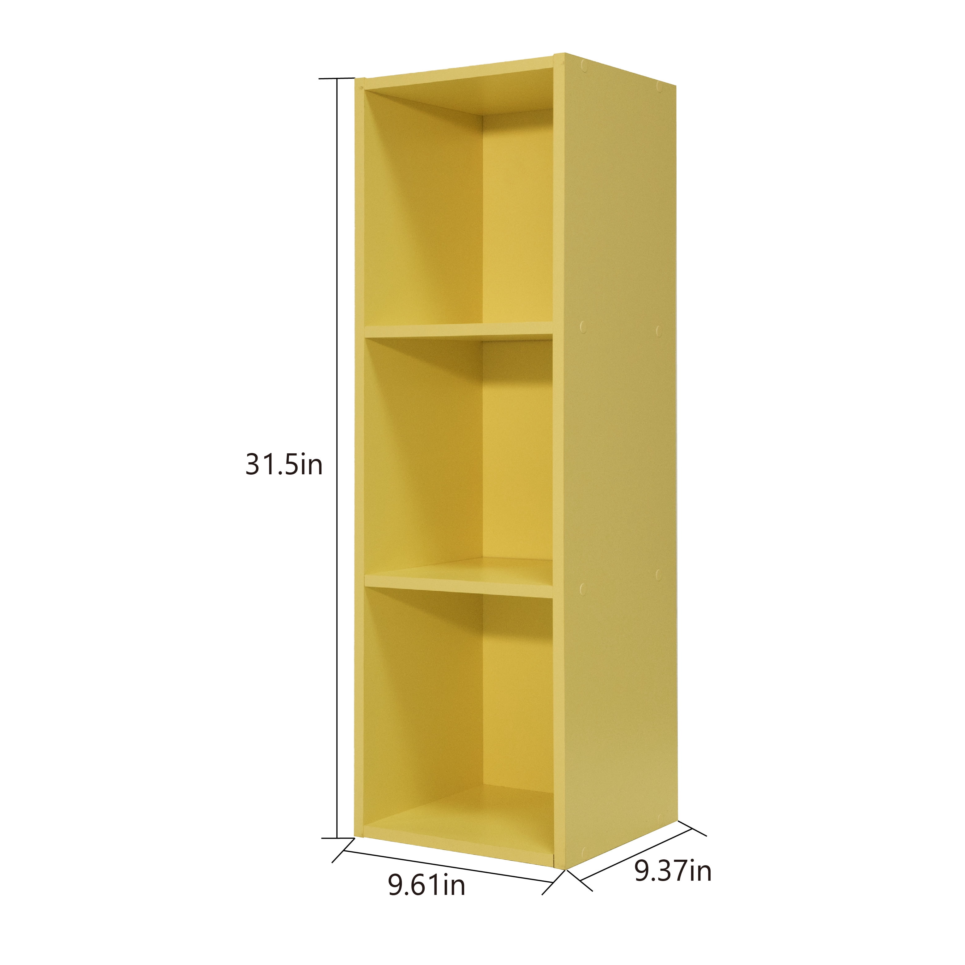 Mifurn 3-Tier Bookshelf Open Shelf Bookcase, Yellow