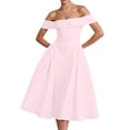 thumbnail image 1 of Women's Sexy Strapless Backless Dress - Deep V Neck, Ruffle Sleeves, Tie-Back Design, Solid Color Party Evening Dress, 1 of 4