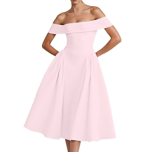 Women's Sexy Strapless Backless Dress - Deep V Neck, Ruffle Sleeves, Tie-Back Design, Solid Color Party Evening Dress