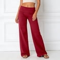 thumbnail image 2 of Womens Pants Summer Lightweight Low Waist Flared Jeans Casual Sports Solid Red S, 2 of 5