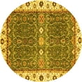 thumbnail image 1 of Ahgly Company Indoor Round Oriental Yellow Traditional Area Rugs, 5' Round, 1 of 4