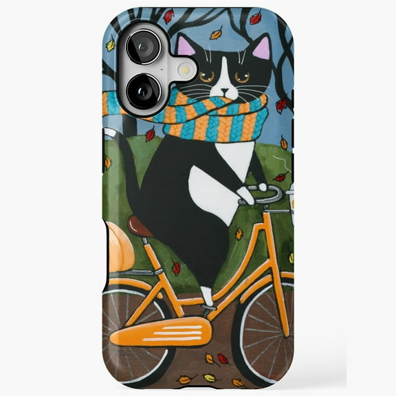 Autumn Bicycle Ride Cozy Seasonal Illustration Art iPhone 17 to 11 Pro Max