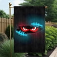 1 Red Glowing Stitched Eyes Dark Wood Background Design Double-sided ...