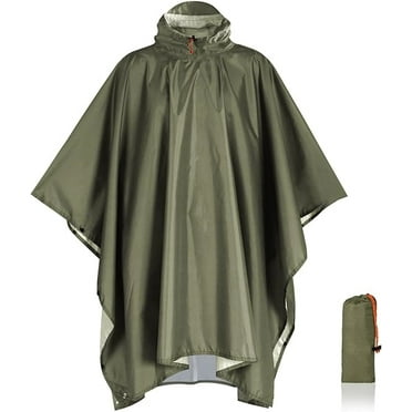 Hooded Rain Poncho for Adults Waterproof Lightweight Rain Coat for Men Women Reusable Rain Jacket for Emergency Outdoor