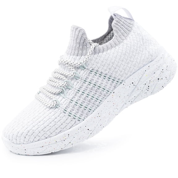 HARVEST LAND Womens Lightweight Walking Shoes Comfortable Wide lace-up Tennis Sneakers White Size 8