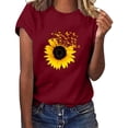 thumbnail image 4 of Pntutb Moda Mujer Causal Daisy Cuello redondo Blusa estampada Camiseta de manga corta Tops de verano Pntutb Pntutb-7288, 4 of 6