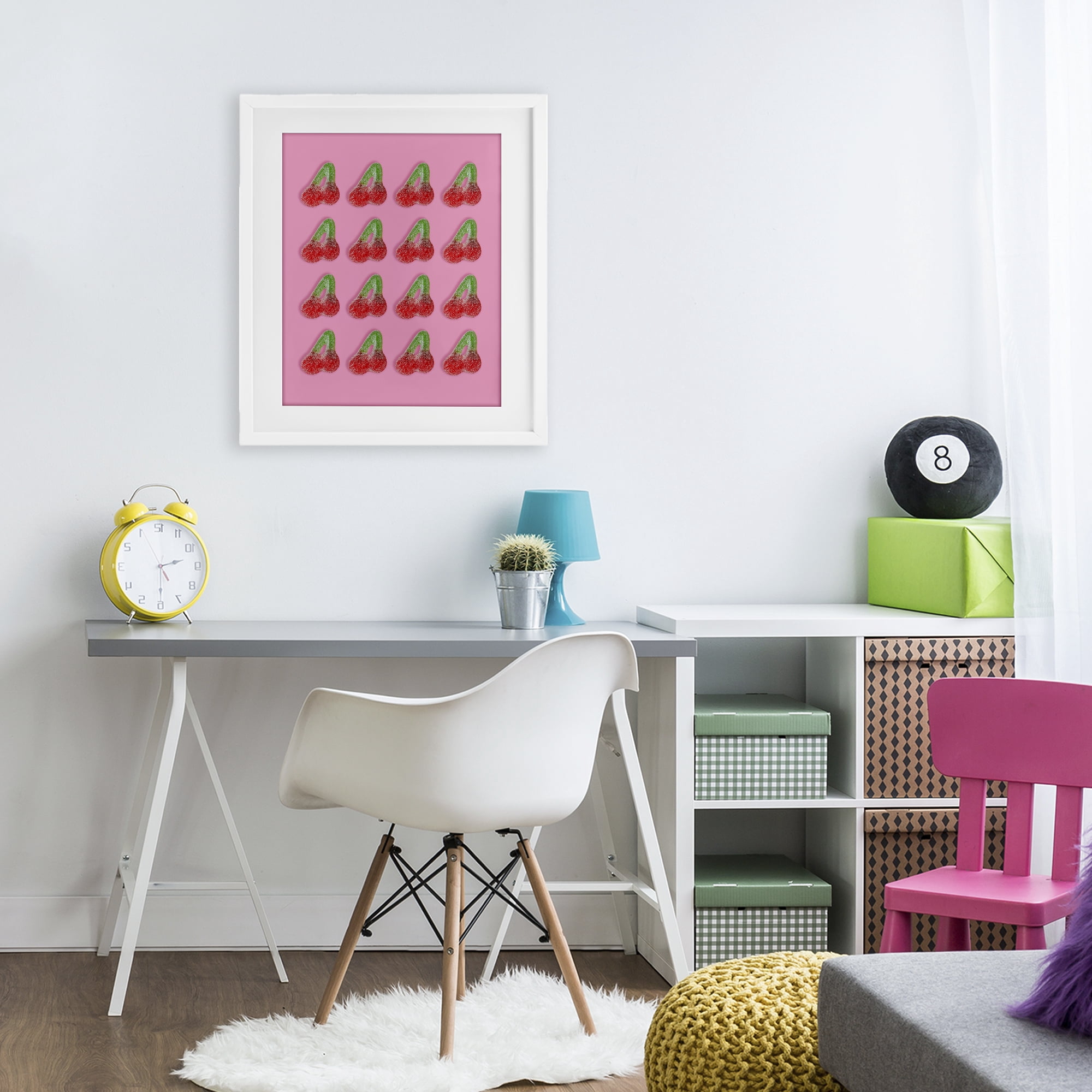 Stupell Industries Cherry Candy Pattern White Framed Print Under Glass, design by LISH Creative