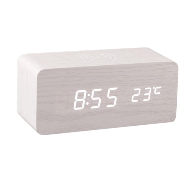 Reloj despertador Digital, con pantalla electrónica LED de , detección de temperatura, relojes eléctricos hechos en para dormitorio, blanco BLESIY despertador