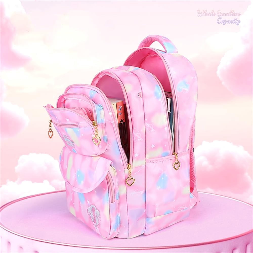 Tyethy Girls Backpack, School Kids Backpacks for Girls, Cute Book Bag for Students Gifts, Pink