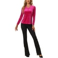 thumbnail image 2 of INSPIRE CHIC Women's Velvet V Neck Long Sleeve Blouse Top M Hot Pink, 2 of 6