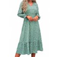 thumbnail image 6 of Holloyiver Women’s Dresses Summer 2023 Fashion Autumn Winter Floral Long Sleeves V-NeckRuffled Flared Sleeves Dress S-XL, 6 of 8
