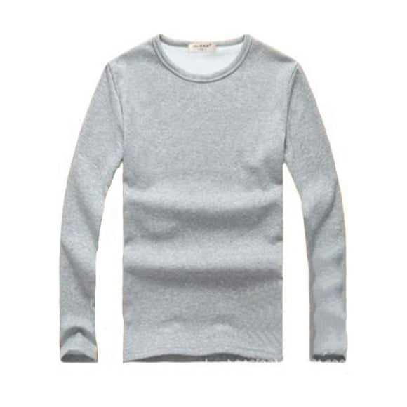 Minnieouse Top básico para hombre, ropa interior cálida de manga larga con cuello redondo, Base para clima frío, ropa de Color sólido, Jersey, Camisetas SG Gris Espesar