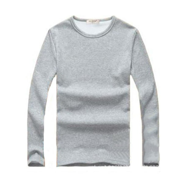 Minnieouse Top básico para hombre, ropa interior cálida de otoño, Base para clima frío, ropa de Color sólido, Jersey informal de ocio, deportes, Camisetas SG Gris Espesar Minnieouse AP013161-11