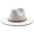thumbnail image 2 of Cheers.US Classic Hat Big Chain Wide Brim Autumn Winter Sun Protection All Match Felt Cap Jazz Hat for Daily Wear, 2 of 7