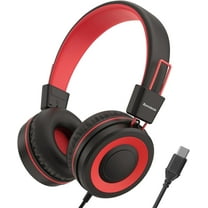 Upgrade USB Type C Kids Headphone for School, 94dB Safe Volume Limited, HD Stereo Sound, Foldable Lightweight On-Ear Headphones for Boys/Girls/Students/Tablet/Travel-Black