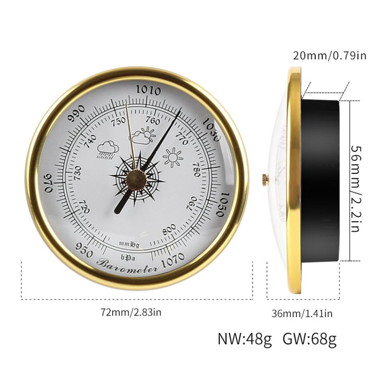 BOOYOU High Performance Barometer Dual Aneroid Barometer Dial 72mm