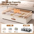 thumbnail image 4 of Under Bed Storage with Wheels, 58L Under Bed Storage Containers, Underbed Shoe Storage Organizer, Rolling Under Bed Metal Drawers for Clothes, Blankets (Beige, 2PK), 4 of 9