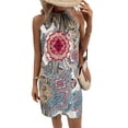 thumbnail image 3 of VISgogo mujeres verano Casual Mini vestido Vintage estilo étnico estampado cuello Halter vestido sin mangas moda playa vacaciones vestido VISgogo moda, 3 of 9