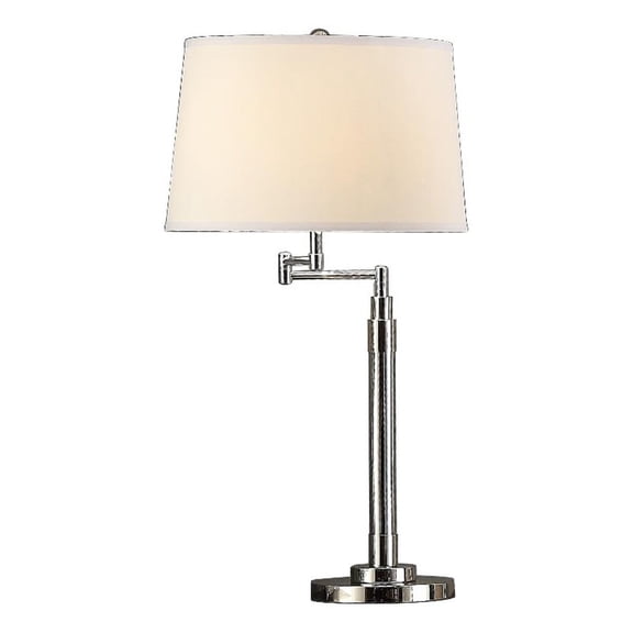 Benjara 31" Table Lamp Set of 2- Empire Fabric Shade- Modern Nickel Base