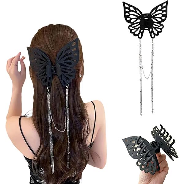 wonima44 Butterfly Hair Claw Clip Butterfly Tassel Hair Clips Non Slip Hair Clamps Hair Styling Accessories for Women Girls