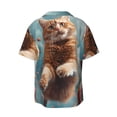 thumbnail image 6 of Lsque Floating Cat And Donuts print Men's Cuban Collar Short Sleeve Shirt Summer Beachwear Casual Button Down Fashionable Vacation Leisure Shirt-Medium, 6 of 7