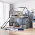 thumbnail image 1 of Clearance! Twin Loft Bed with Two Drawers and Slide, House Bed with Slide,Gray, 1 of 9