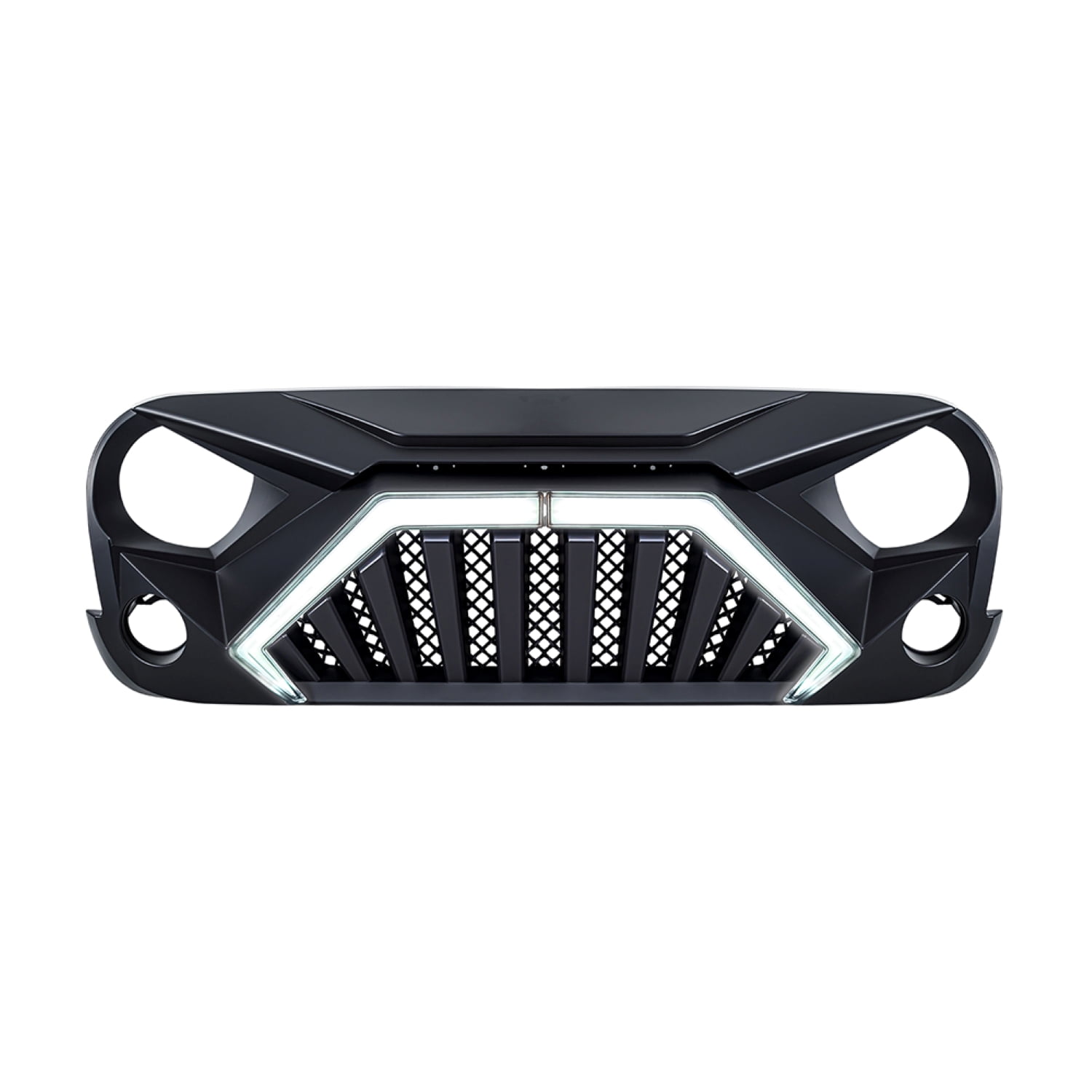AMERICAN MODIFIED Front Goliath Grille w/LED DRL and Turn Signal Lights Matte Black For 2007-2018 Jeep Wrangler JK JKU