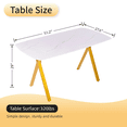 thumbnail image 4 of Mintazer 51" Modern Rectangular Dining Table with Marble Tempered Glass Top & Gold Metal Legs, Kitchen Table for 4-6 People, Gold & White, 4 of 10