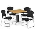 thumbnail image 5 of OFM Multi-Use Break Room Package, 42" Square Table with Fabric Stack Chairs, Oak Finish with Metal Mesh Base and Wine Seats (PKG-BRK-048), 5 of 5