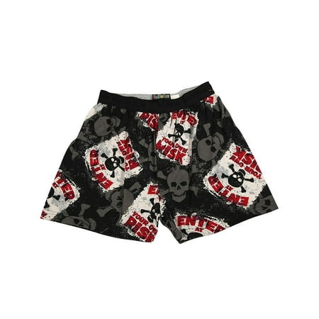 Adult Lounge Shorts Fun Boxers Cotton Print Loungewear PJ Sleep Lounge Pajama Shorts, 34789 BLACK ENTER AT OWN RISK / Small ()