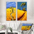 thumbnail image 1 of Designart "Country Road Amidst Golden Blossoms" Meadow Framed Wall Art Set Of 2 - Traditional Yellow Frame Gallery Set For Office Decor, 1 of 6