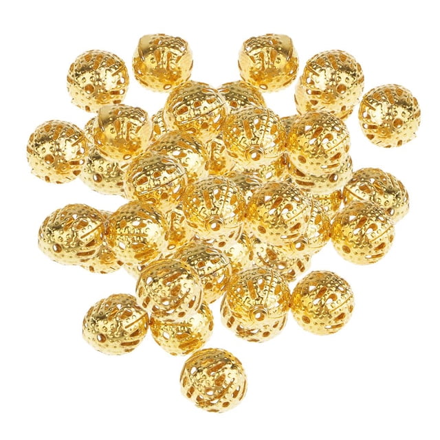 100 piezas de de filigrana de color dorado ahuecado espaciador de de fabricación de joyas pulseras Becklace mini de metal de 8 mm
