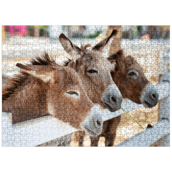MyPuzzle - Three Donkeys On The Farm - Premium 500 Piece Jigsaw Puzzle for Adults