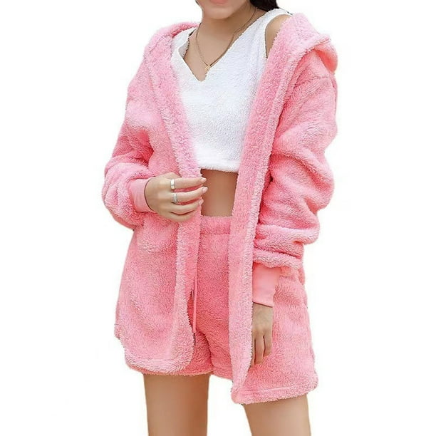 Conjunto de pijama informal de 3 piezas de manga larga con chaleco para el baño de Plush Home para otoño e invierno