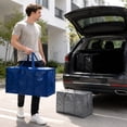 thumbnail image 3 of 2 Pcs Heavy Duty Moving Bags, 27 X 14 X 15 In Foldable Storage Totes, Sturdy Organizer For Seasonal Clothing, Garage And Dormitory Use (Orange), 3 of 5