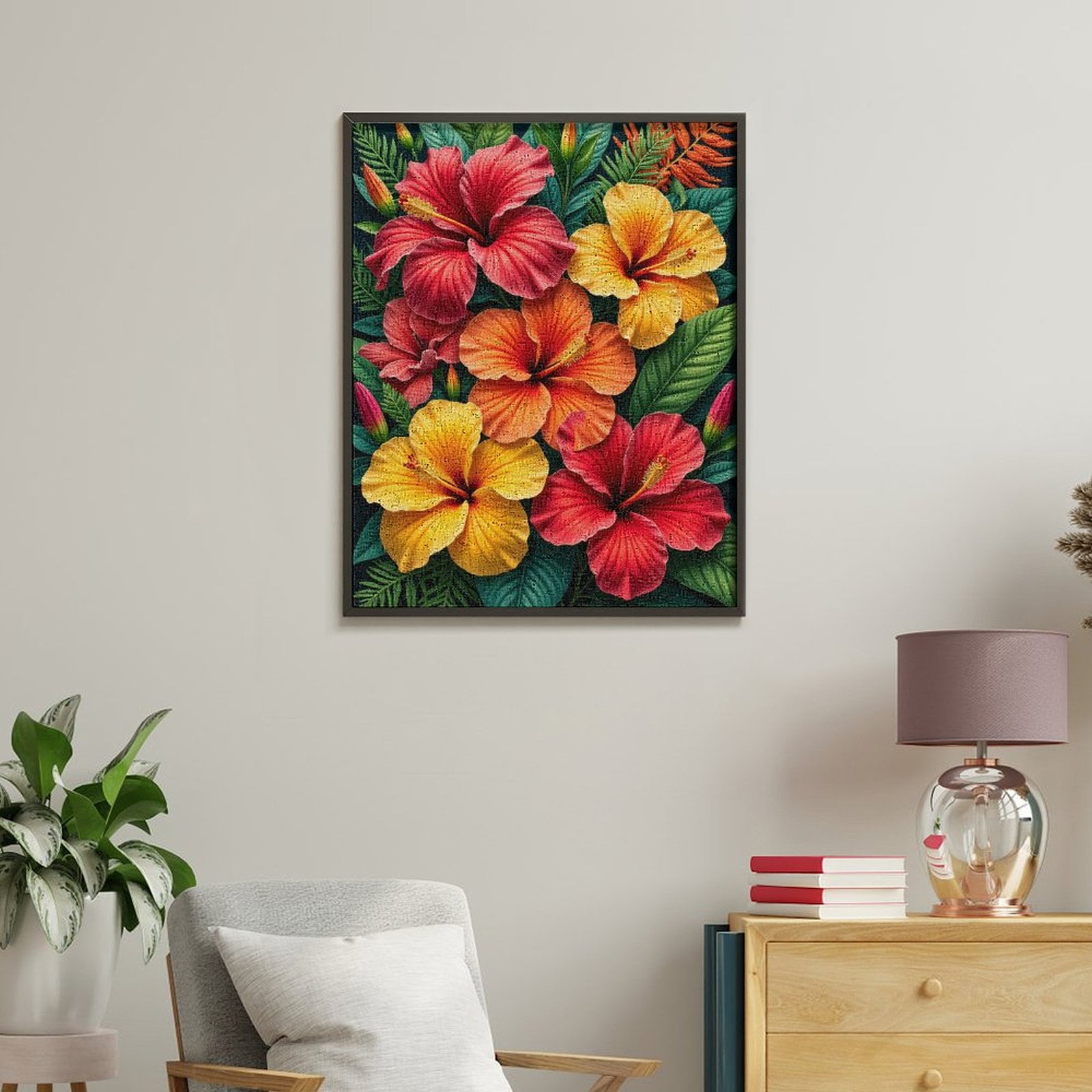 Paint By Numbers Kit for Adults Beginner - DIY Tropical Blossom Garden Art Canvas Painting Kits for Adults, Frameless Paint By Number for Adults for Home Wall Decor 16x20 Inch