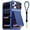 Blue, variant on Cyberland Suitable for iPhone 17 16 15 Pro Max Case Wallet+Lanyard Wrist Strap, Built-in Card Holder (3-4 Cards) & Slide Camera Cover & Kickstand Rugged Case