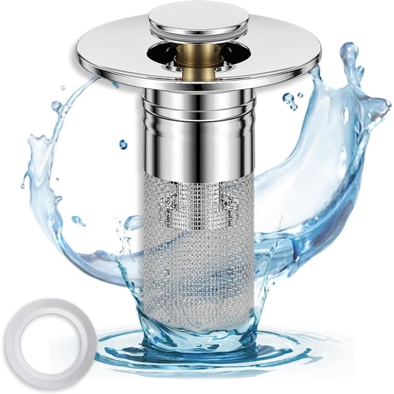 Universal Stainless Steel Drain Strainer | Bathroom Sink Stopper Hair Catcher with Removable Filter Basket