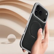 ShellTech for iPhone 15 Pro Max Leather Magnetic Case,360° Rotating Adjustable Magnetic Stand [Compatible with Magsafe] Shockproof Anti-Scratch Anti-Fingerprint Protective Slim Hard PC Cover,Orange