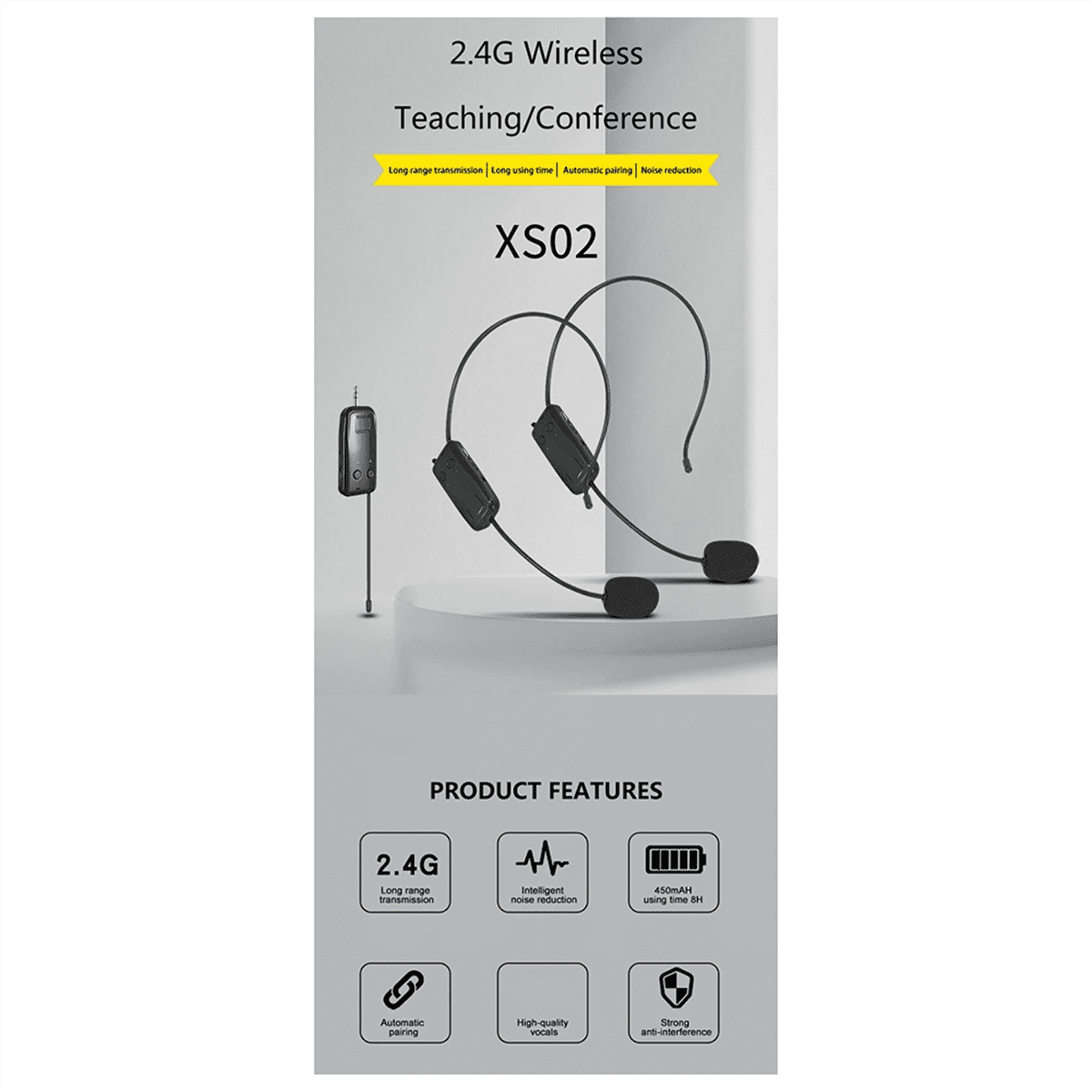 2.4G -Mounted Wireless Lavalier Microphone Set Transmitter with Receiver for Amplifier Voice Speaker Teaching Tour